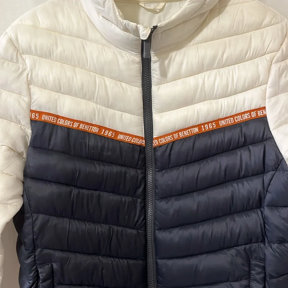 United Colors of Benetton Navy and White Puffer